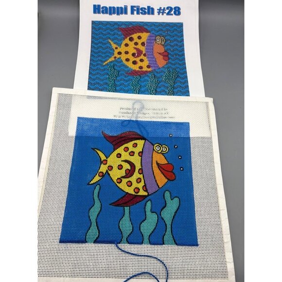 Vtg Happi Fish #28 Handpainted Needlepoint Canvas By Sundance Designs - Picture 1 of 5